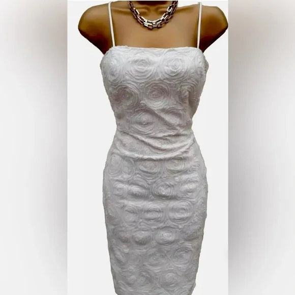 Calvin Klein | Dresses | Calvin Klein White Rosette Textured Midi Dress |  Poshmark